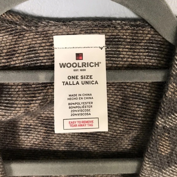 Woolrich Leopard Print Fringe Poncho Shrug Shall Wrap One Size Brown Grey - Picture 5 of 6